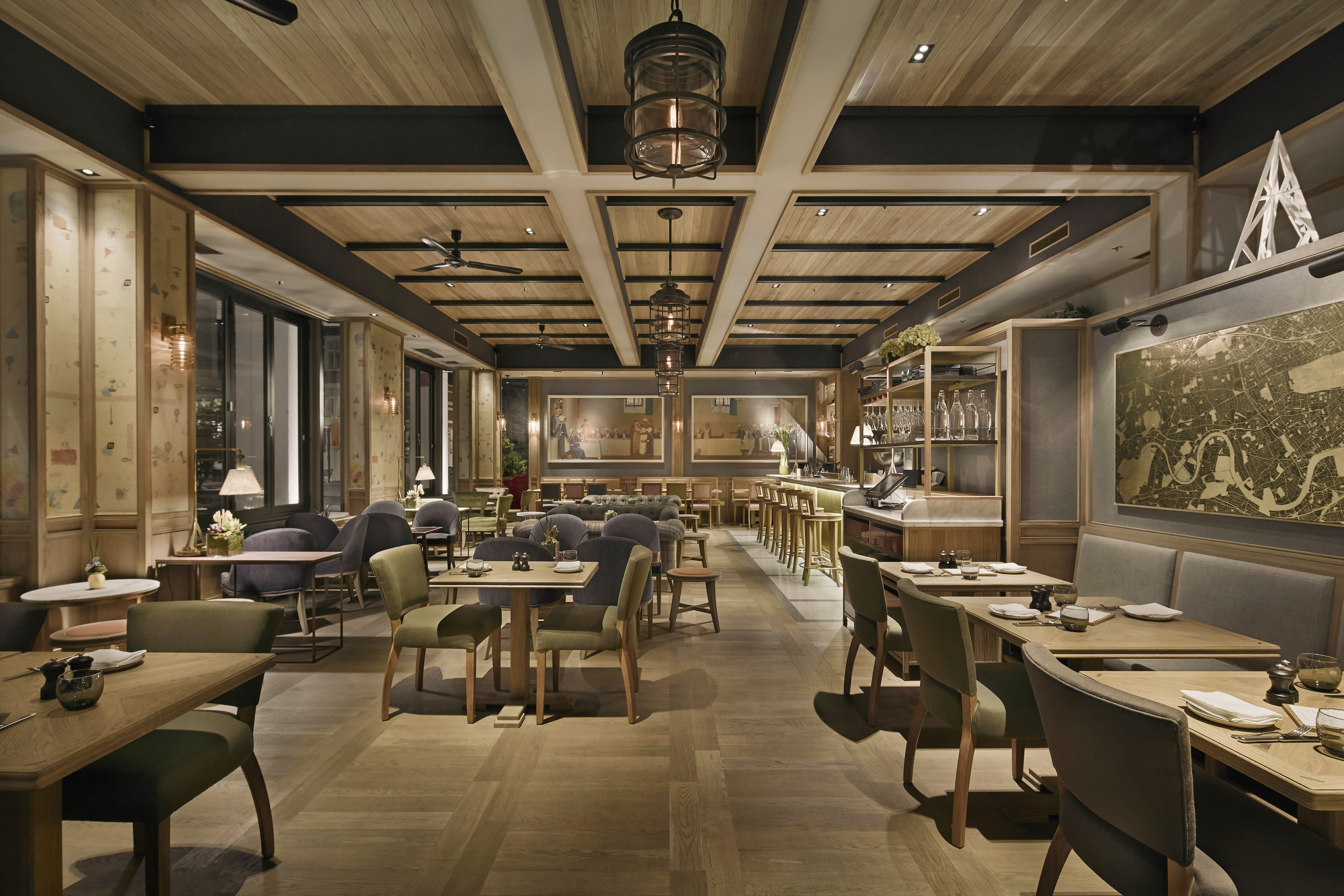Fumed Parquet fitted in Percy & Founders Restaurant, London