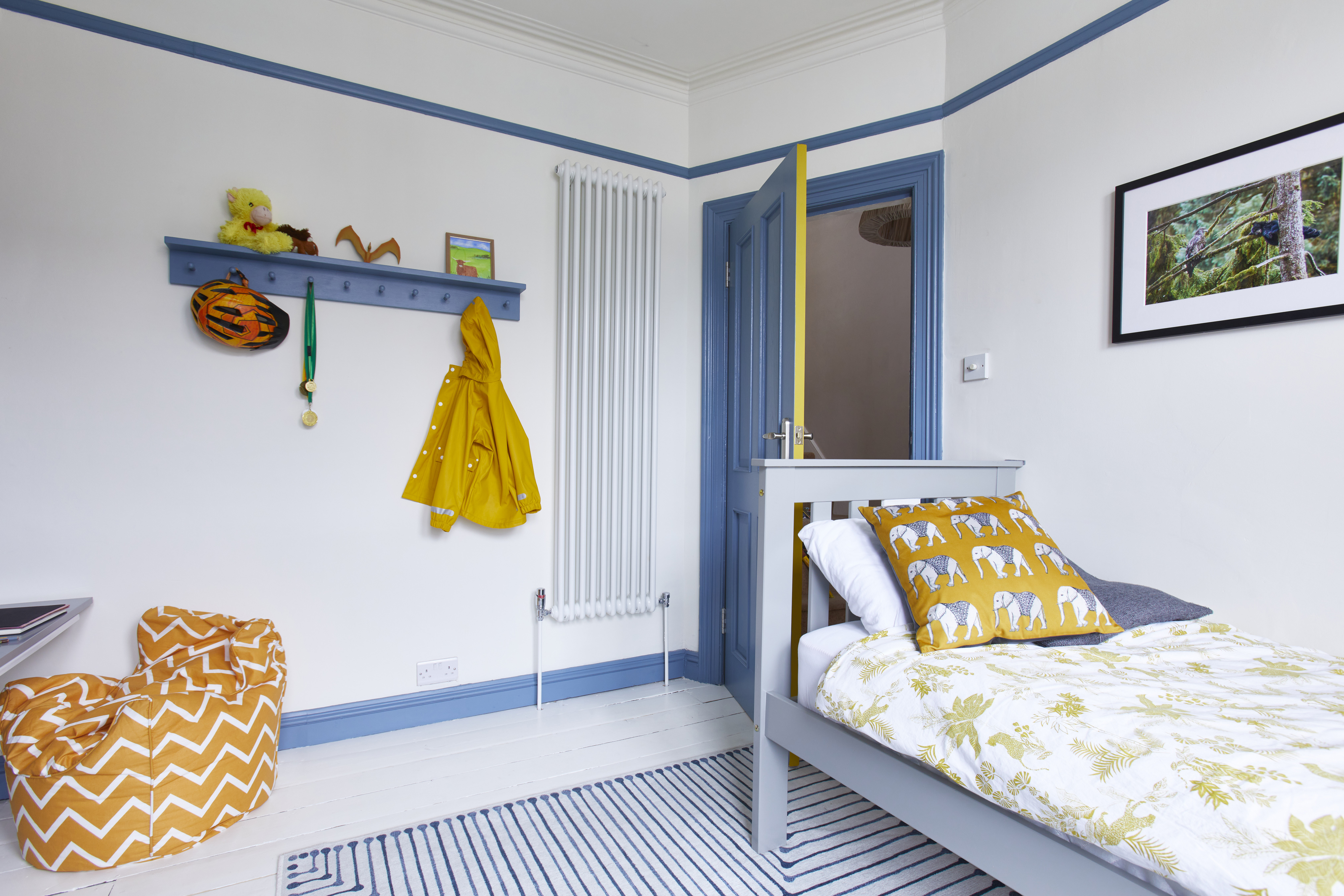 Yellow and blue bedroom