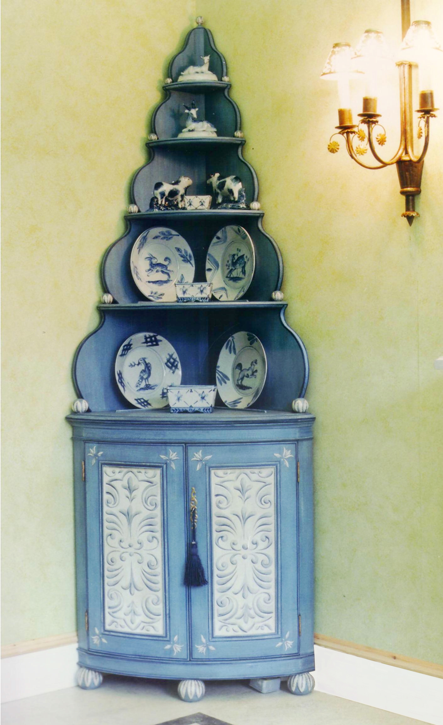  Blue painted Corner Cabinet.
