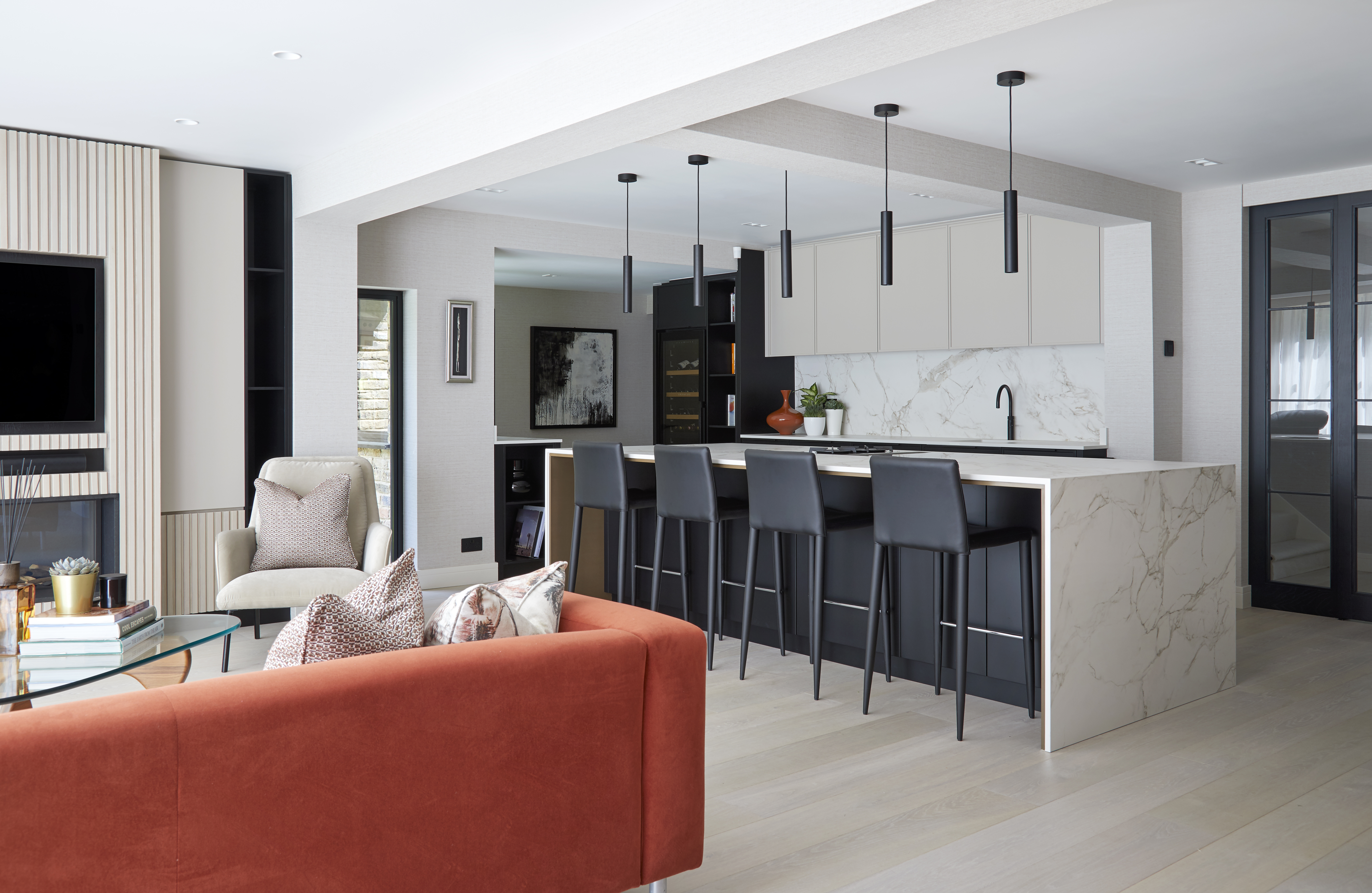 Contemporary renovation, Sunningdale, open plan kitchen area