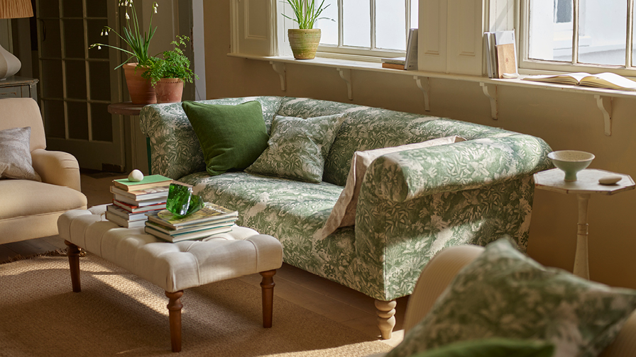 Sofas & Stuff | Exbury 3 seater sofa in RHS Botanicals Ferns Toile Spring Green
