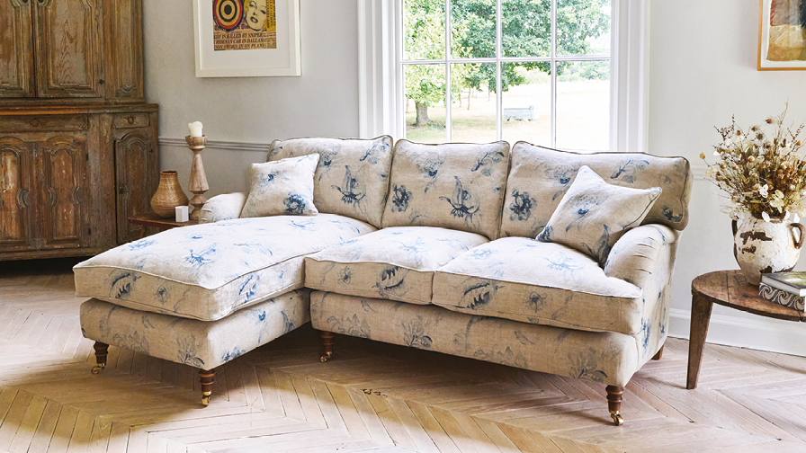 Sofas & Stuff | Alwinton chaise sofa in Floral Linen Lela Mystery