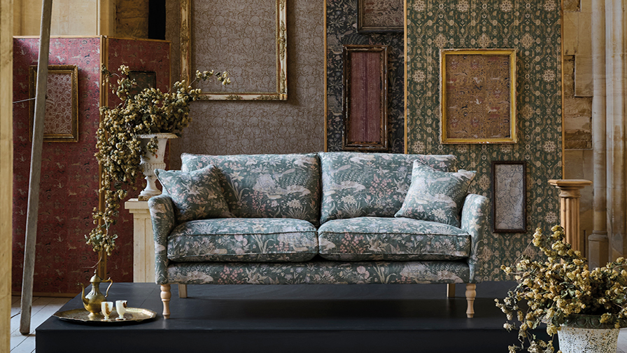 Sofas & Stuff | Brunel 3 seater sofa in V&A Threads of India Mughal Garden Safari Hunter