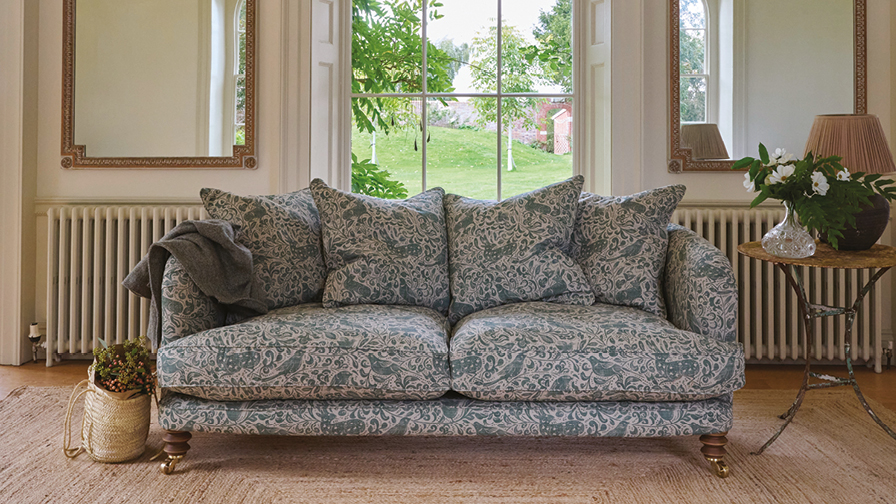 Sofas & Stuff | Helmsley 3 seater sofa in V&A Drawn from Nature Collection Bird & Rabbit Dark Green