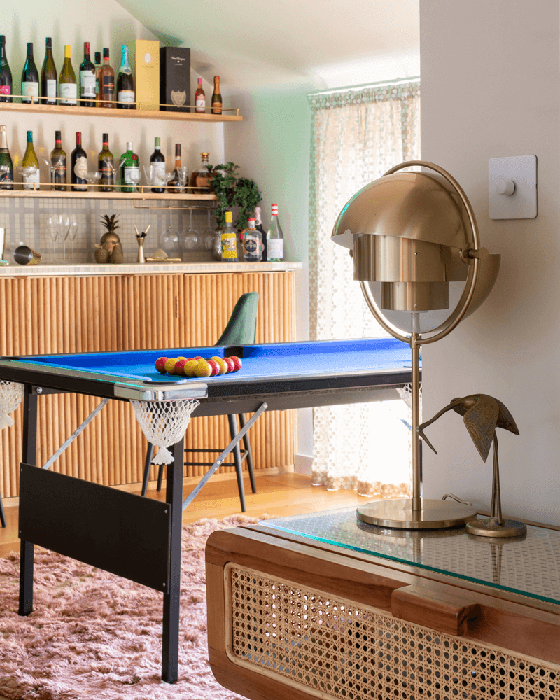 Bespoke Bar with  fluted bar and pool table