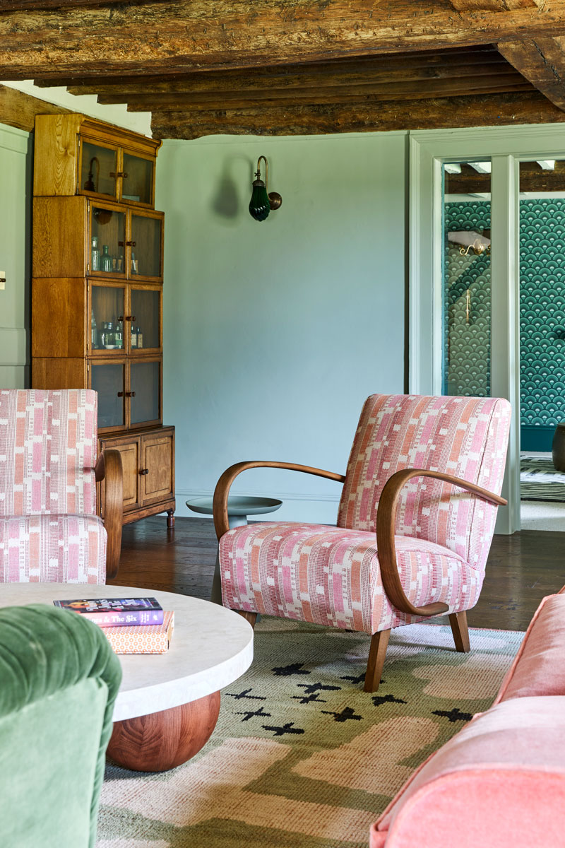 Living Room with Halabala chairs and vintage unit