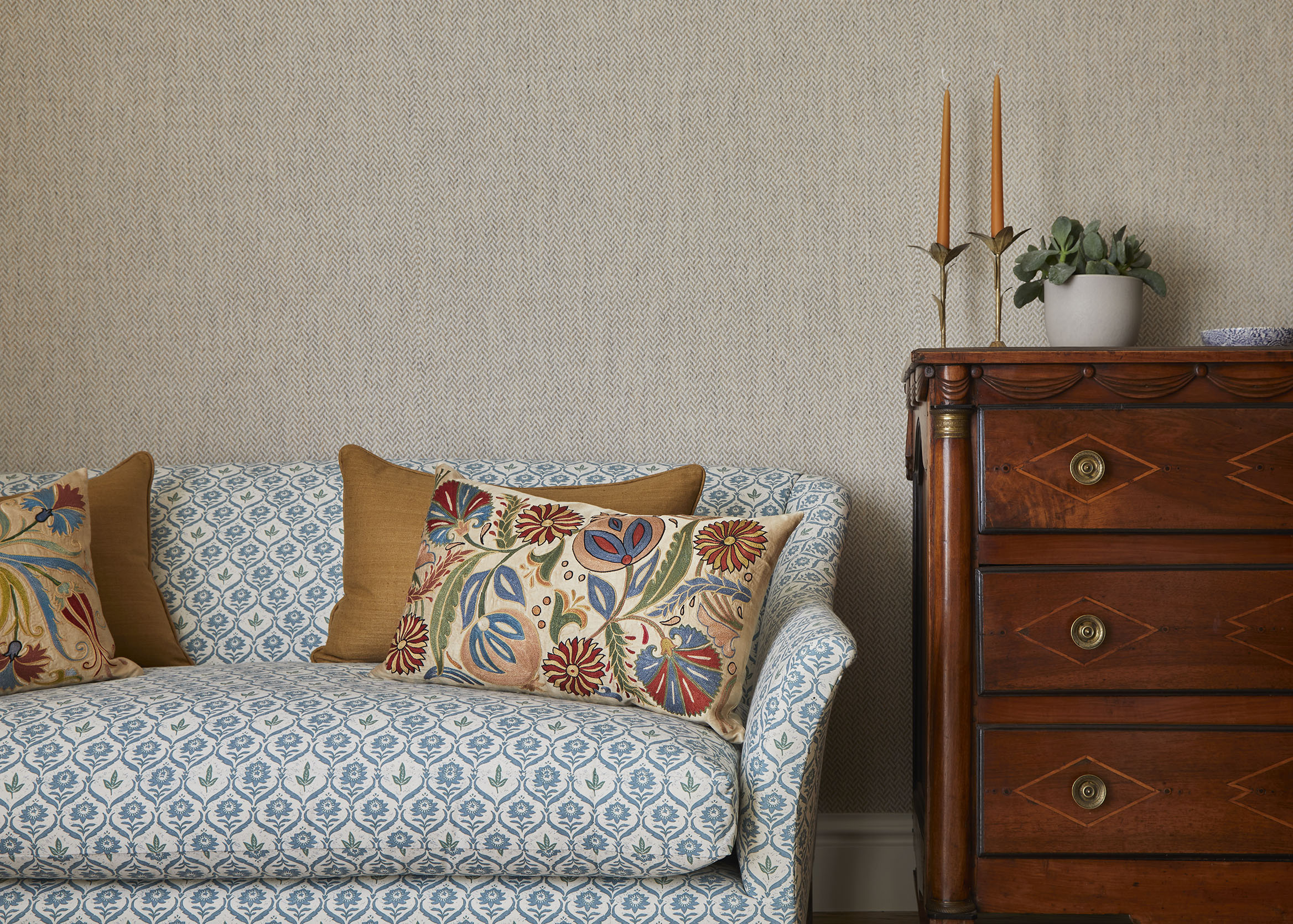 Guest Bedroom with antique chest of drawers