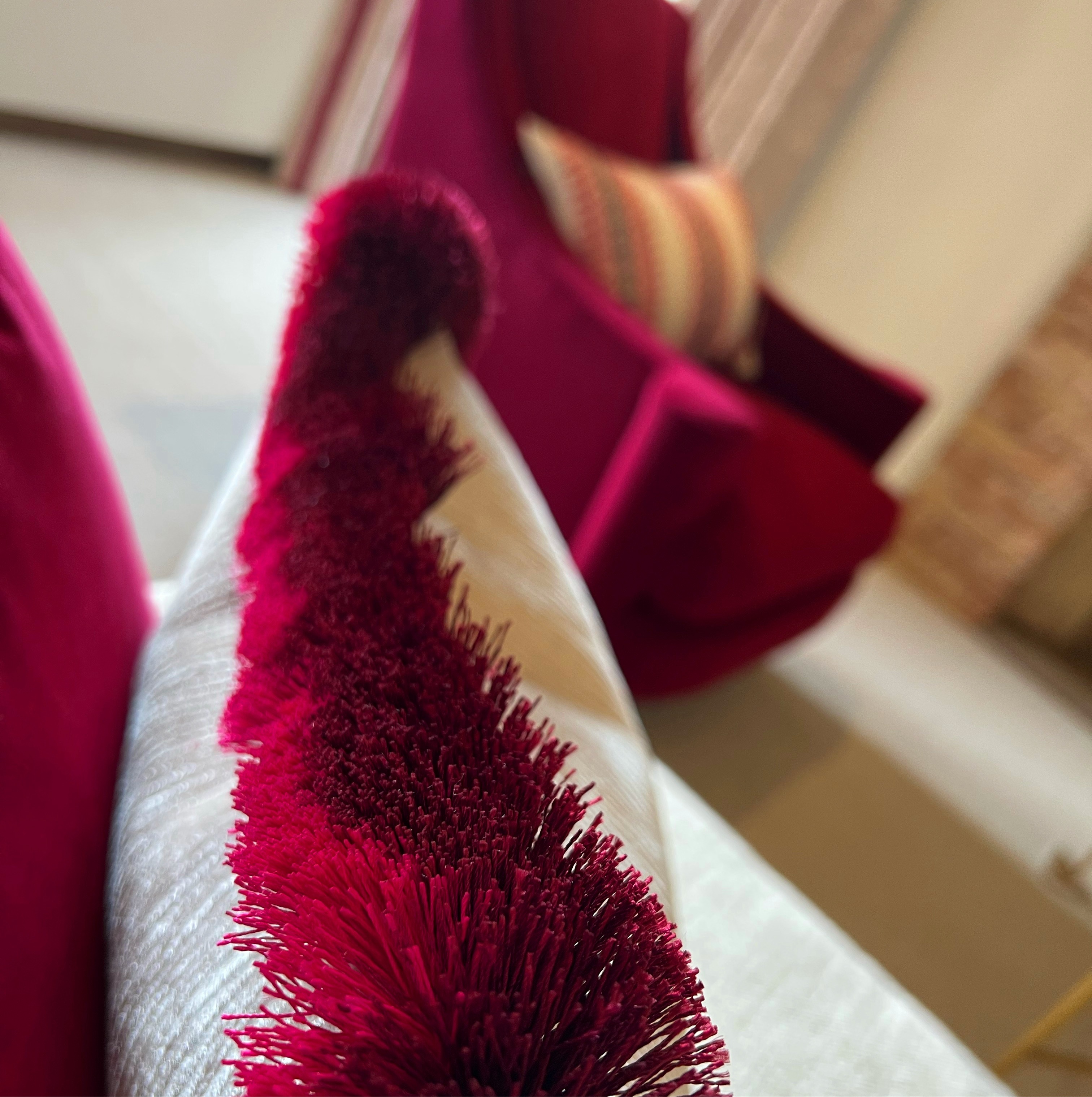 Cerise cushions and chairs