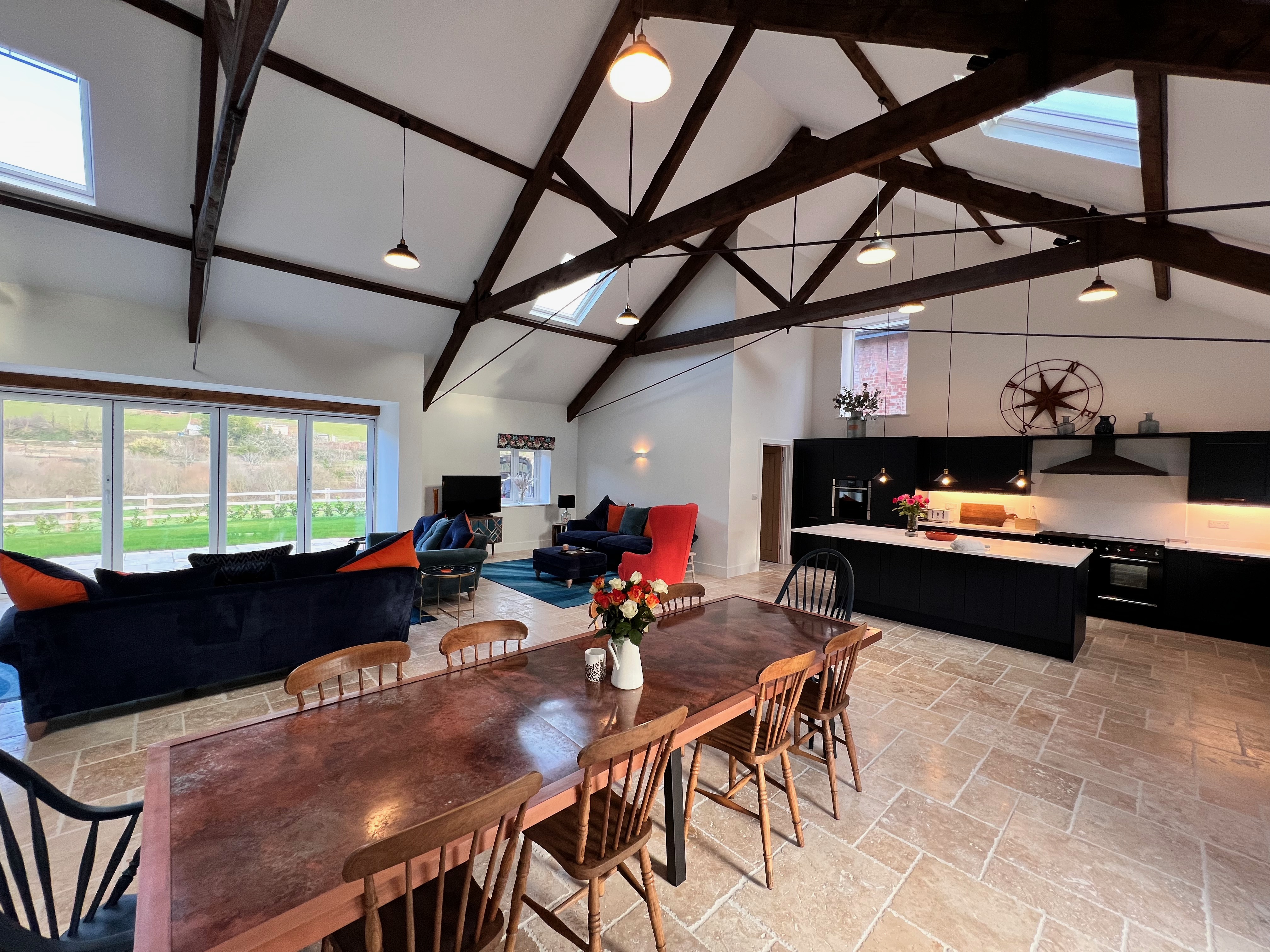 Open-plan living and dining area