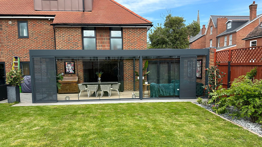 Anthracite grey garden glass room