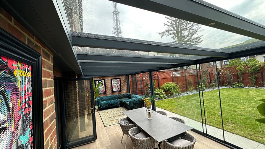 Anthracite grey garden glass room