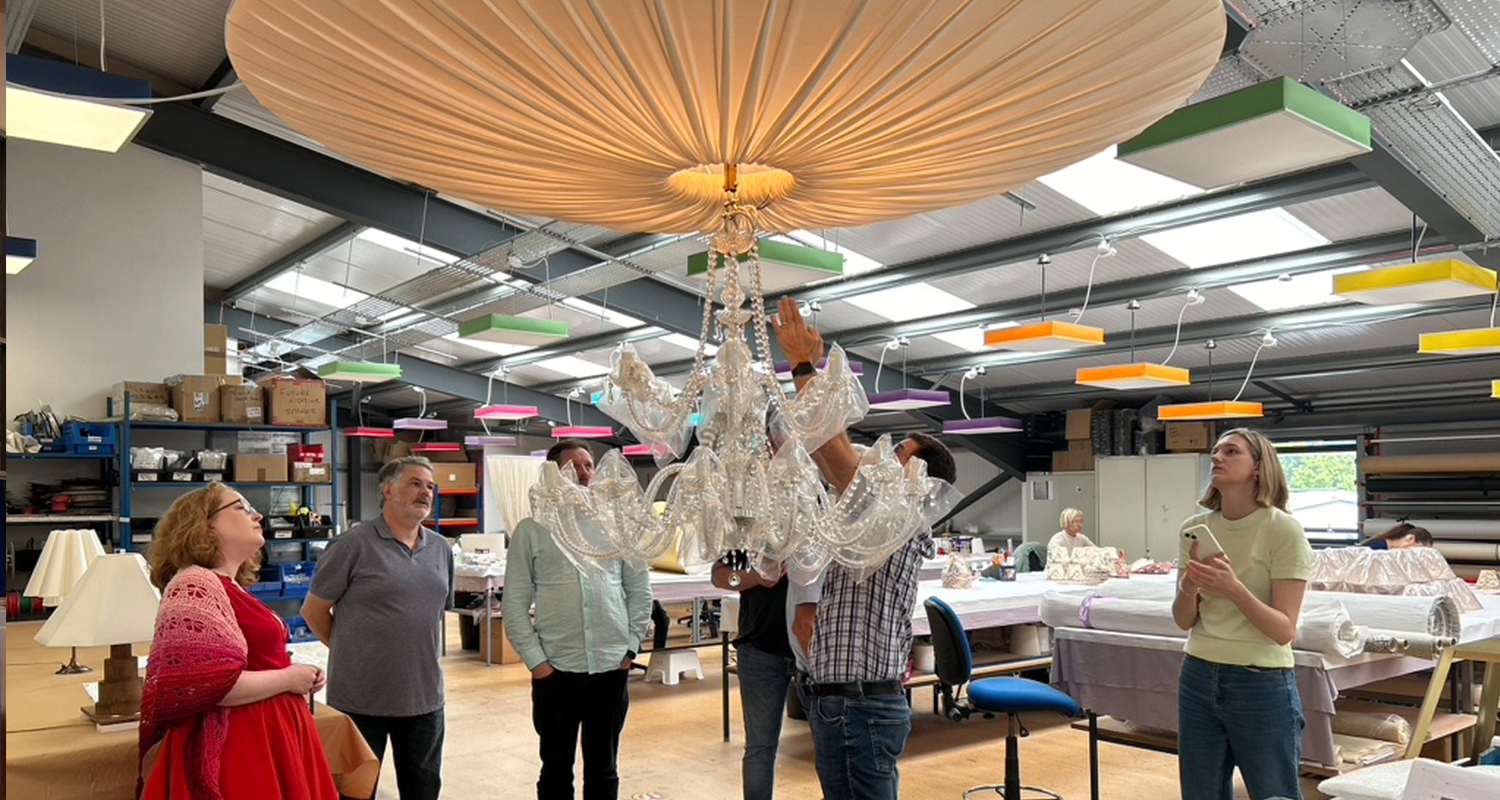 Behind the scenes production of Giant Canopy Lampshades for The Georgian Restaurant, Harrods