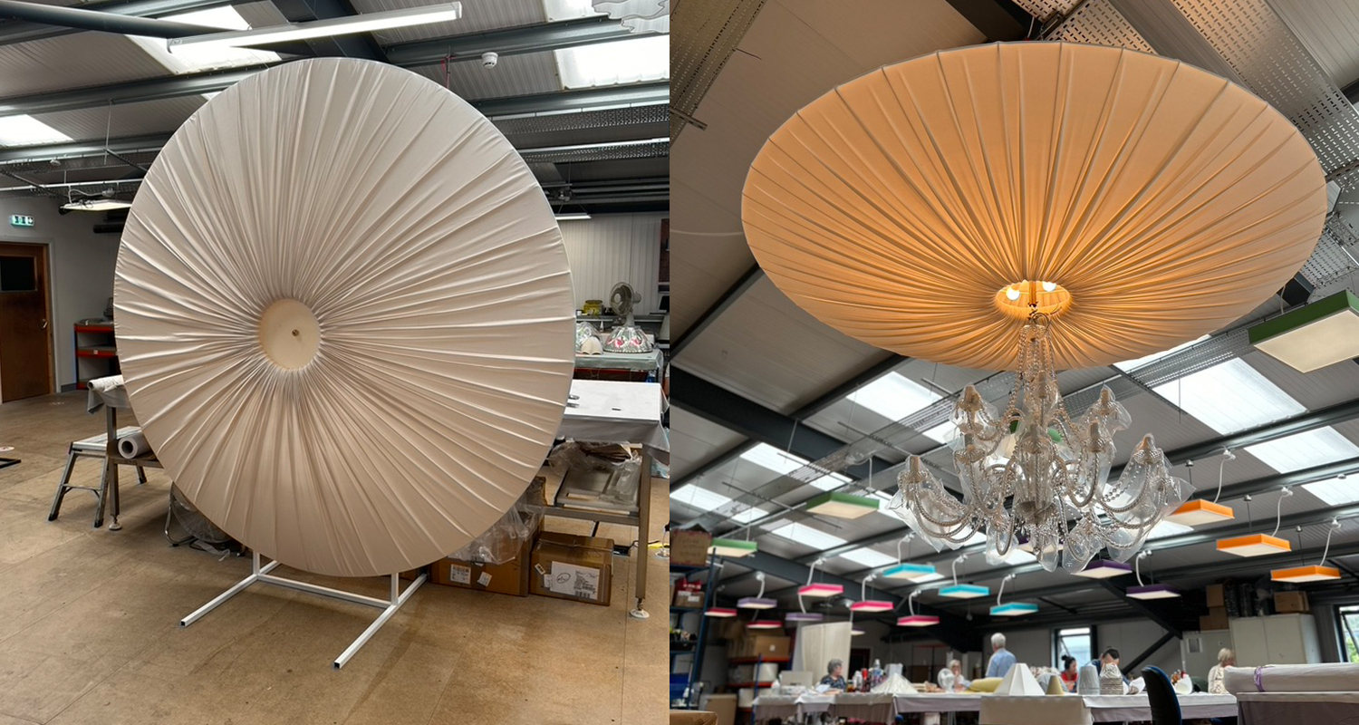 Behind the scenes production of Giant Canopy Lampshades for The Georgian Restaurant, Harrods