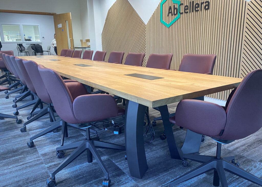 Custom-built conference tables. 