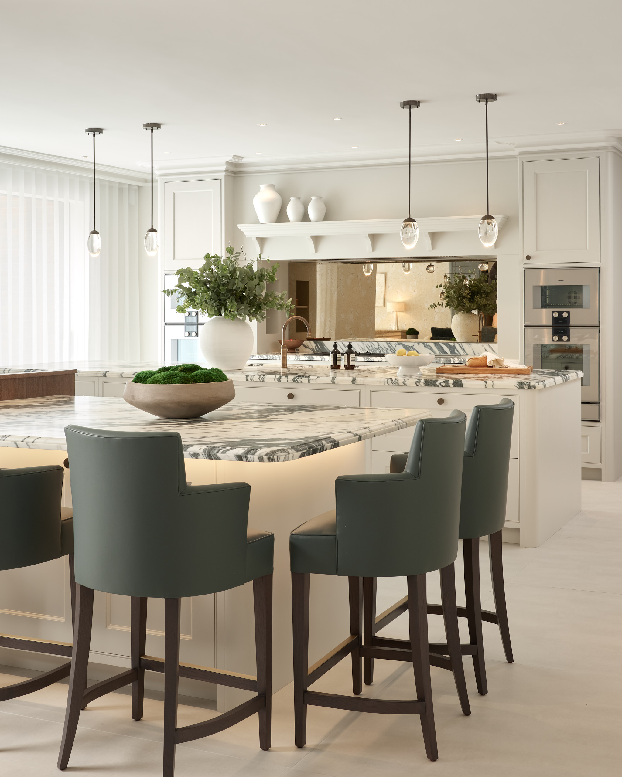 Blue marble double island by Chamber Furniture