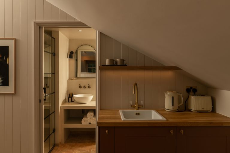 Bathroom and kitchenette