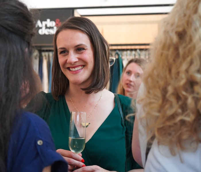 smiling woman at an event