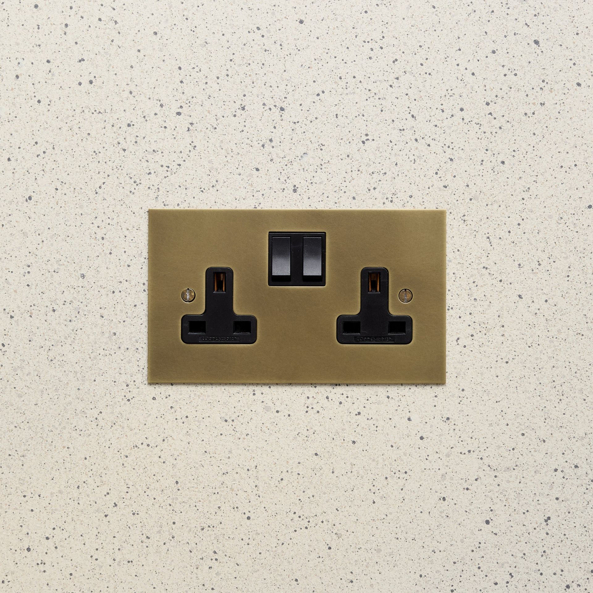 Double 13amp Socket in Matte Brass