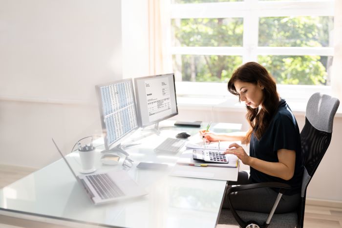 Woman doing accounts