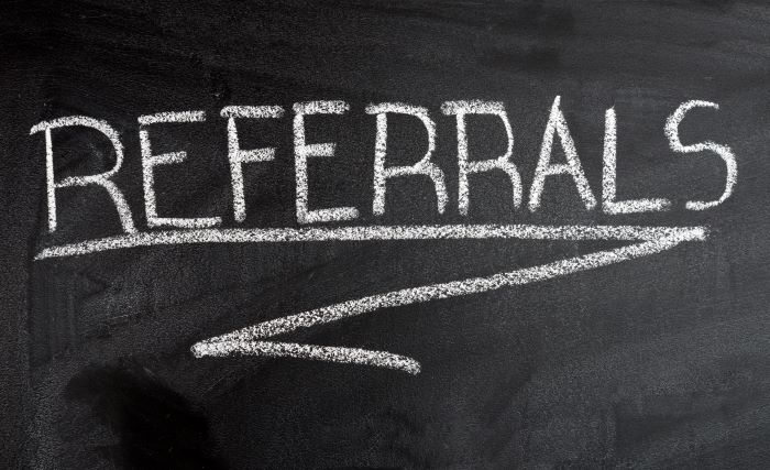 Referrals on chalkboard