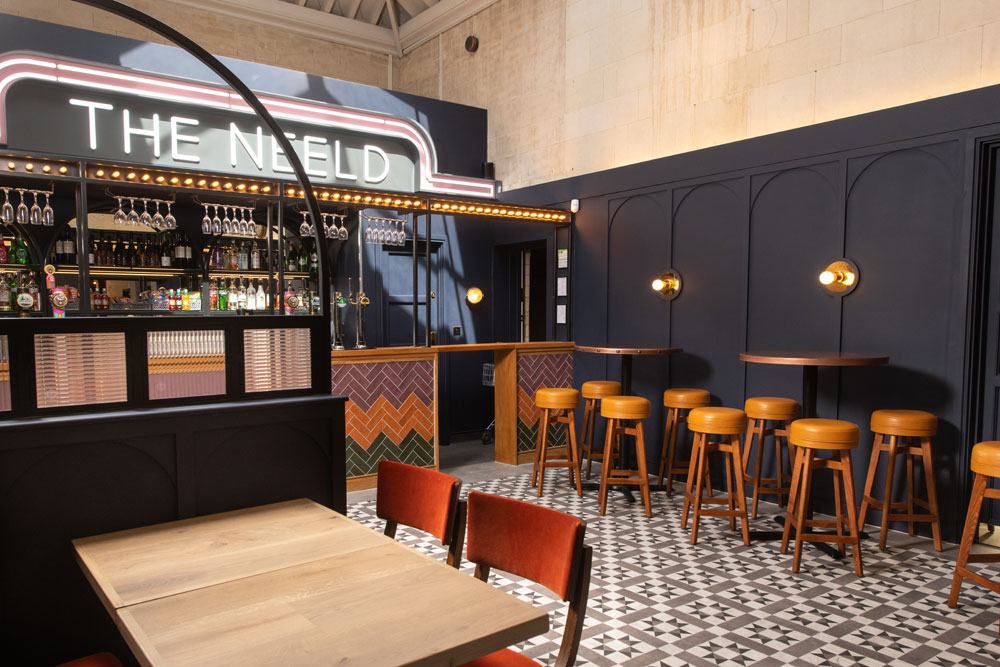 Tables and chairs in the cafe