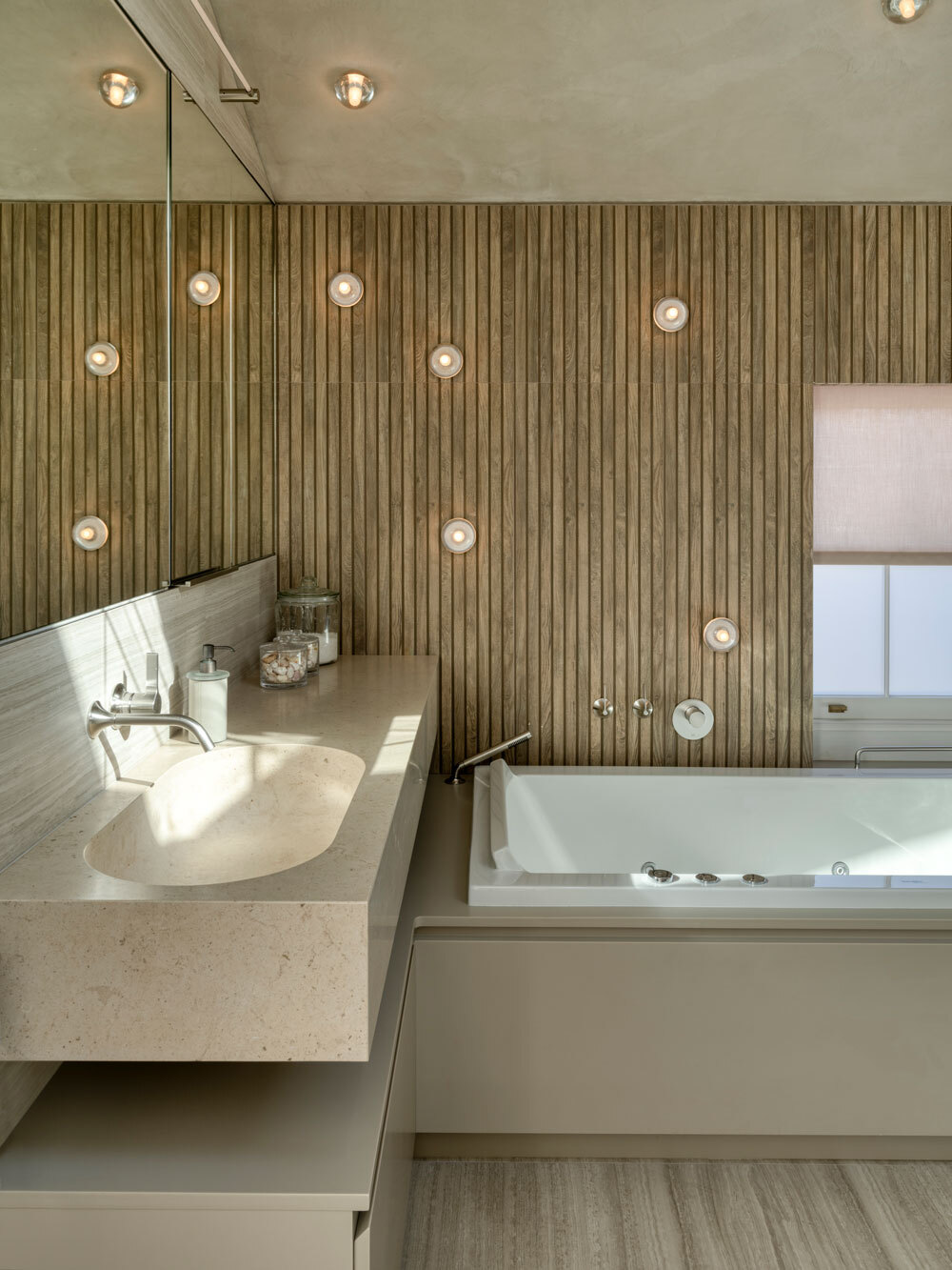 Bathroom with wooden walls