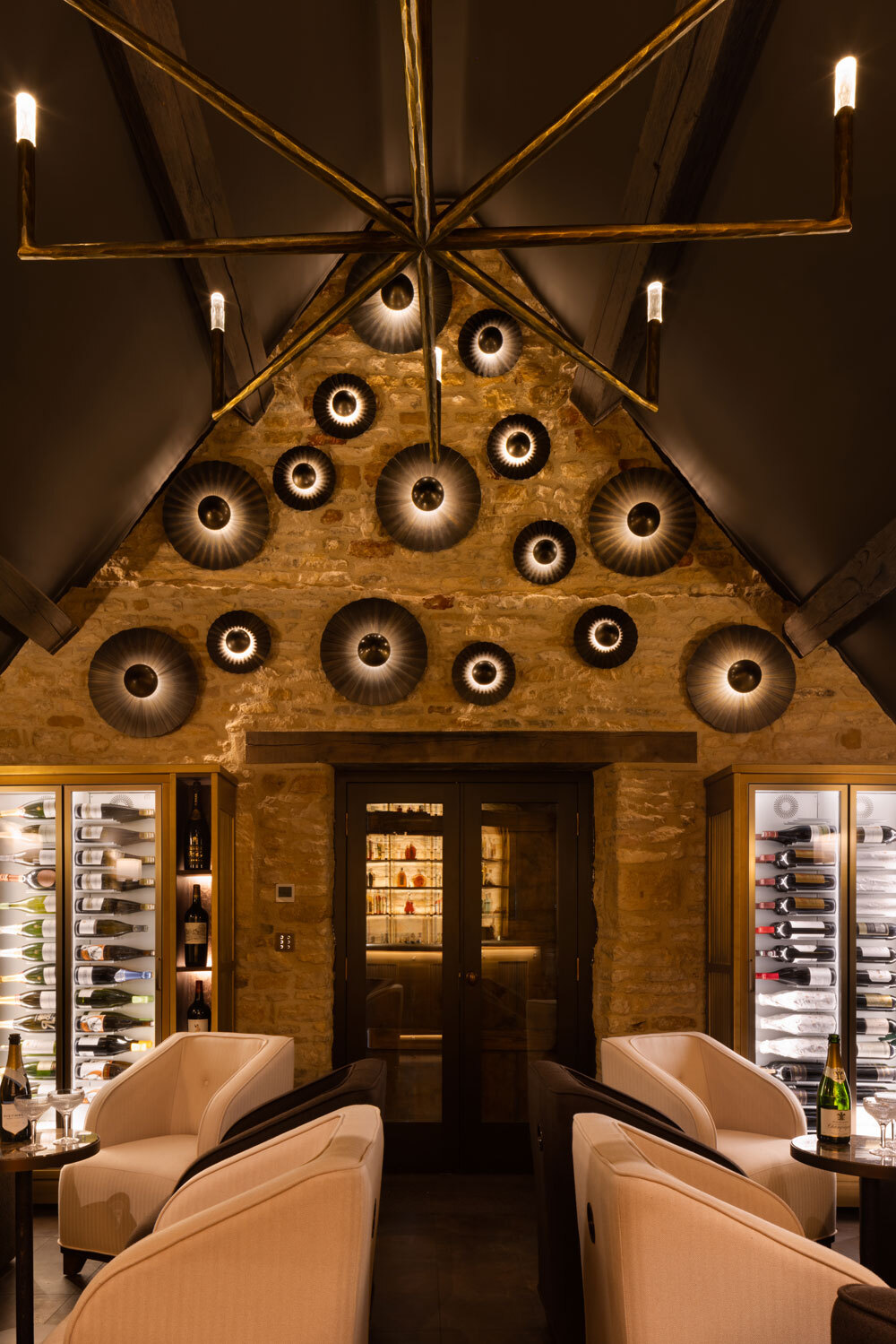 Pitched roof inside bar