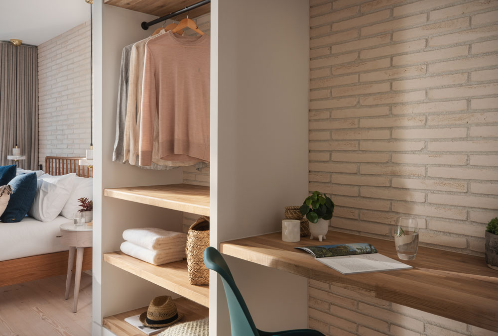 Bedroom storage and desk area