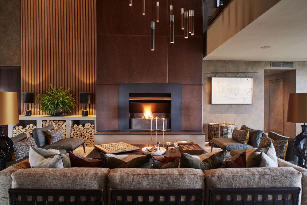 Living area with fireplace