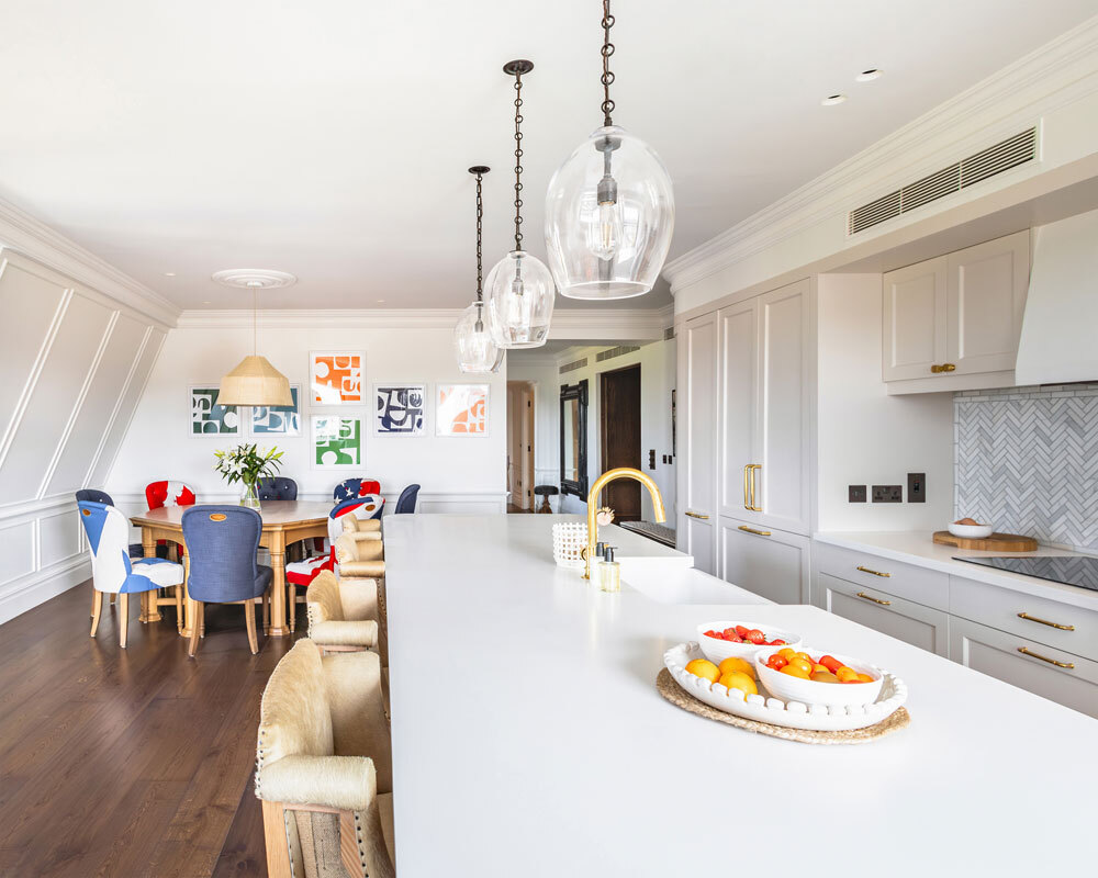 Kitchen with island and sink