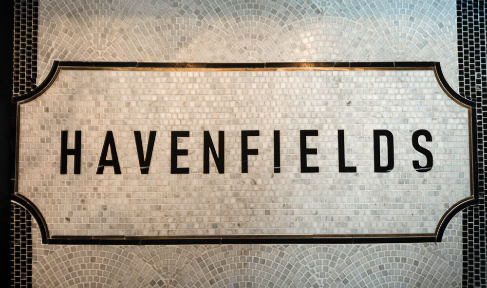 Havenfields mosaic floor sign