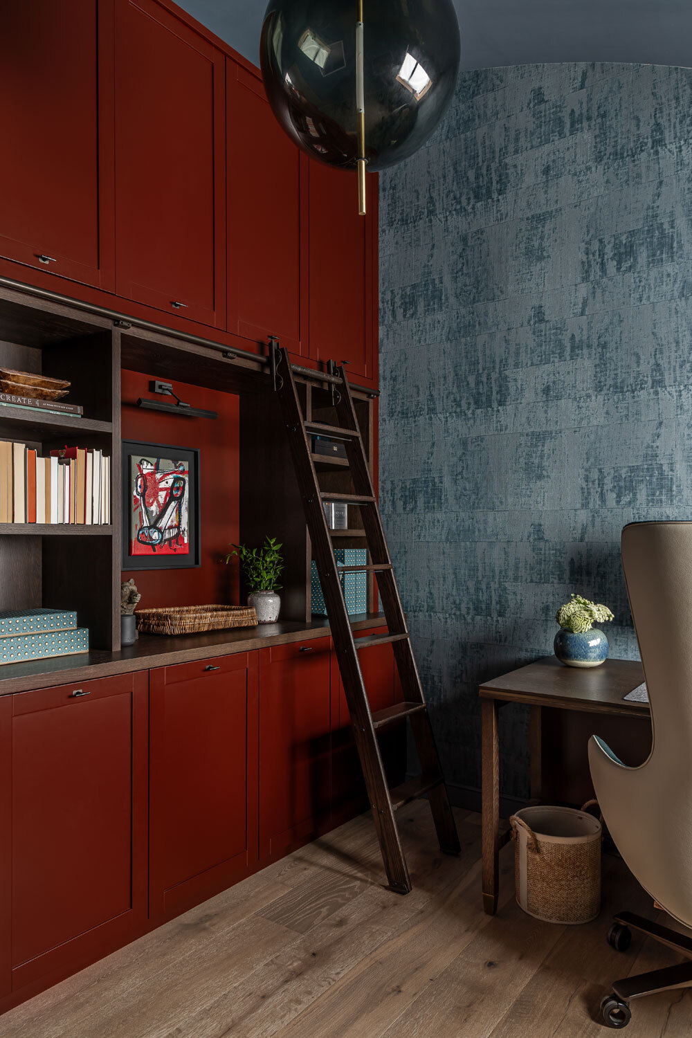 Dark cabinets in office