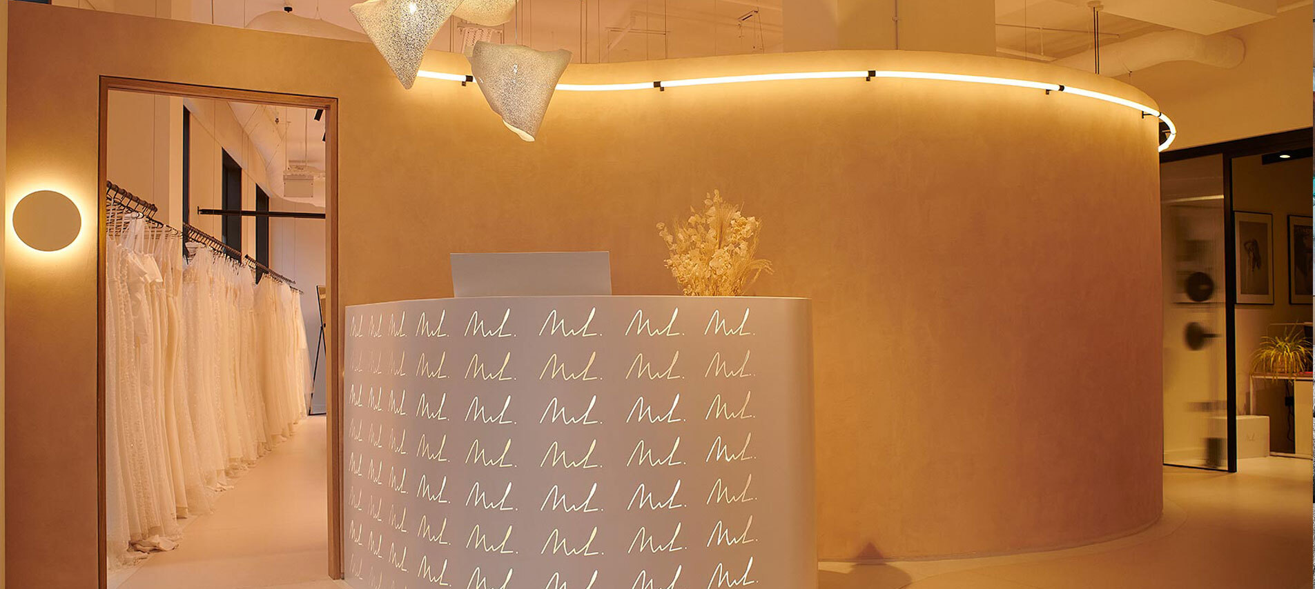 Desk with lighting above