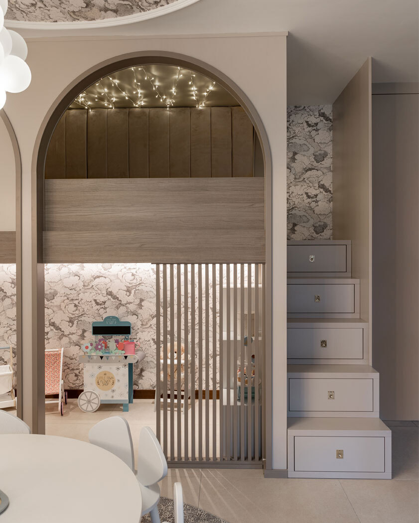 Playroom with steps up to den