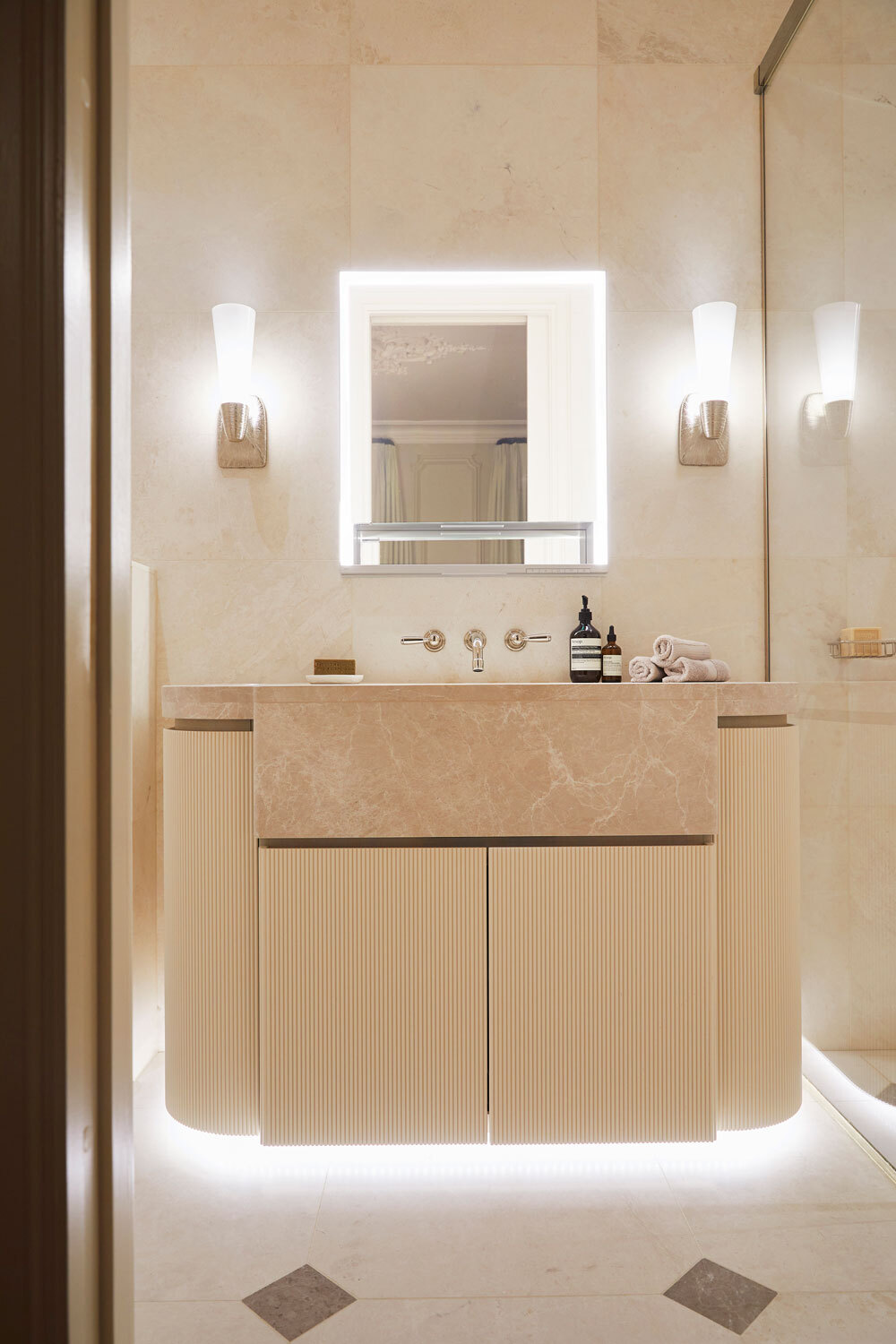 Bathroom with bright lighting