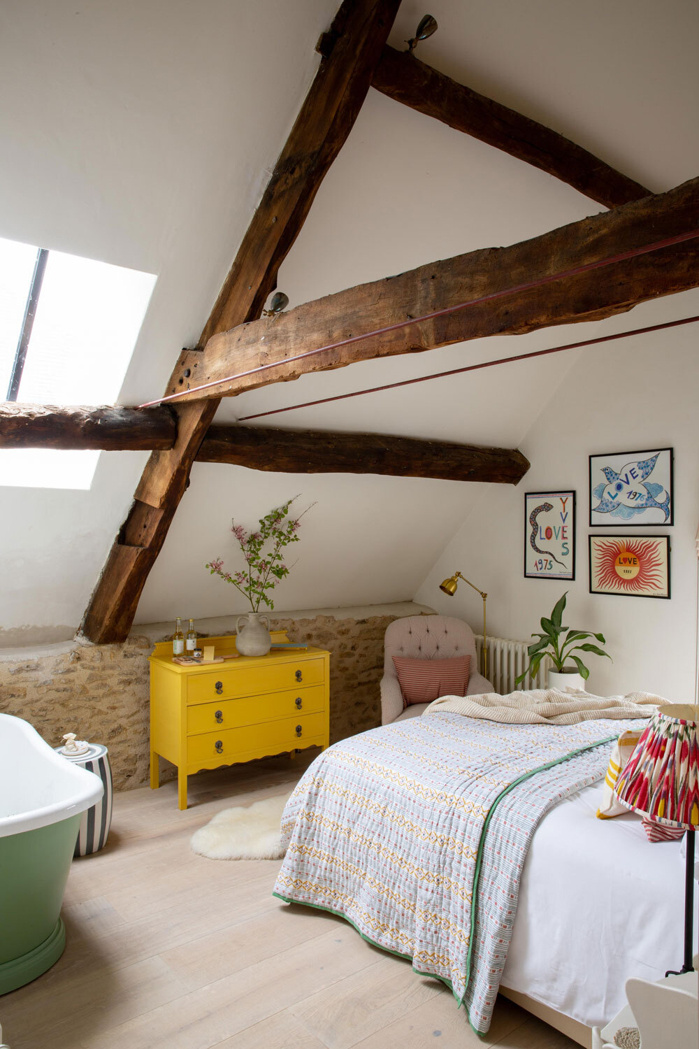 Bedroom with bed and drawers