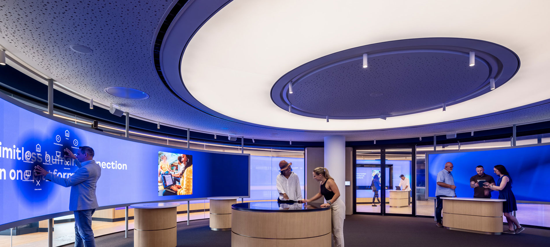 Large screens in a circle