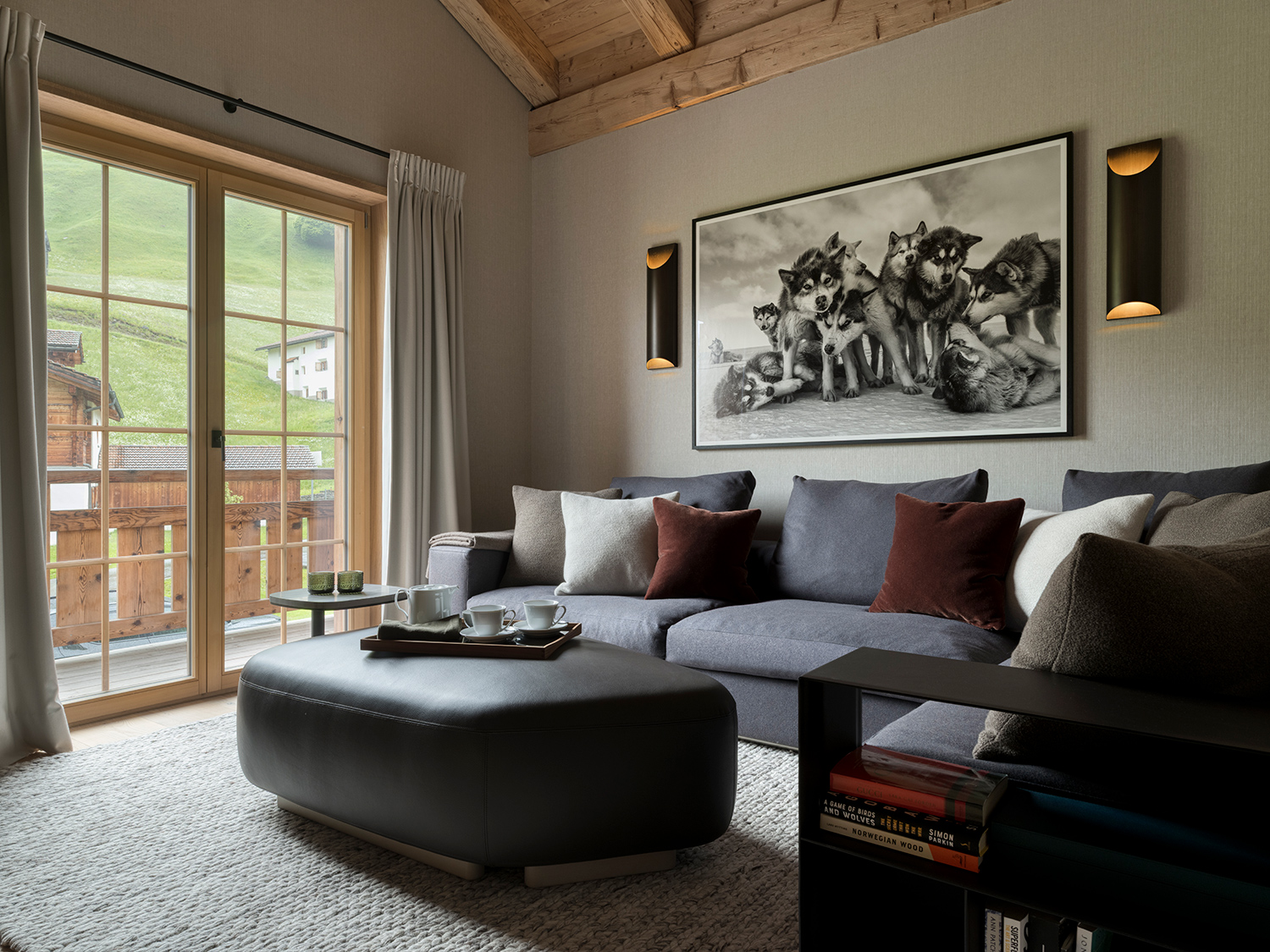 Contemporary Swiss Ski Chalet TV Room