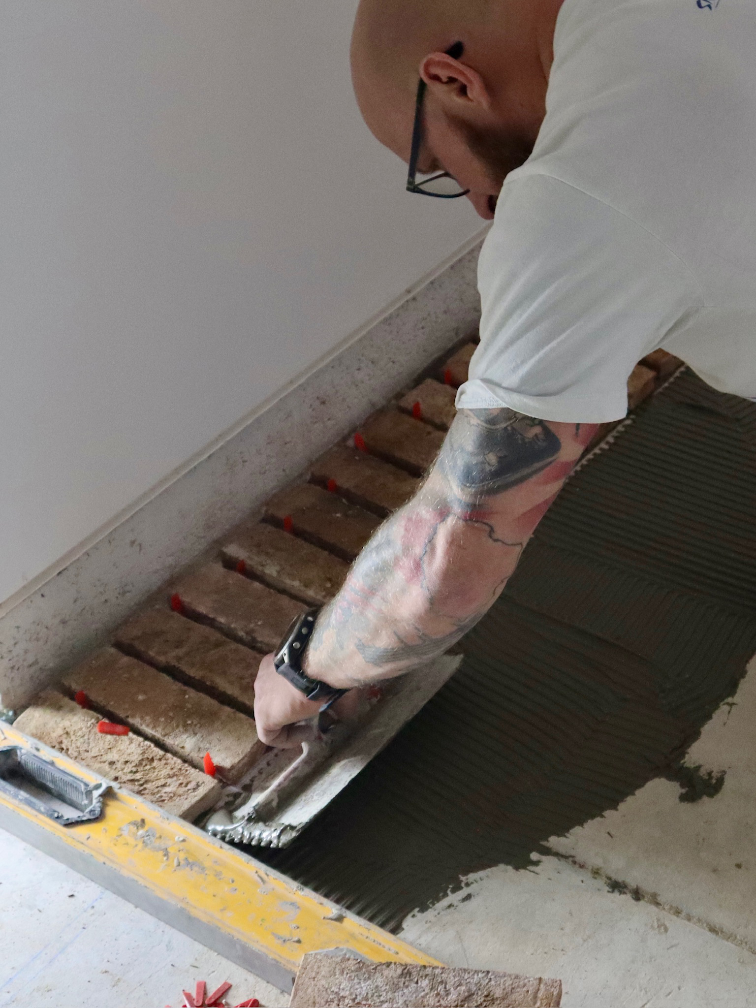 Installing Brick Slips on a Floor