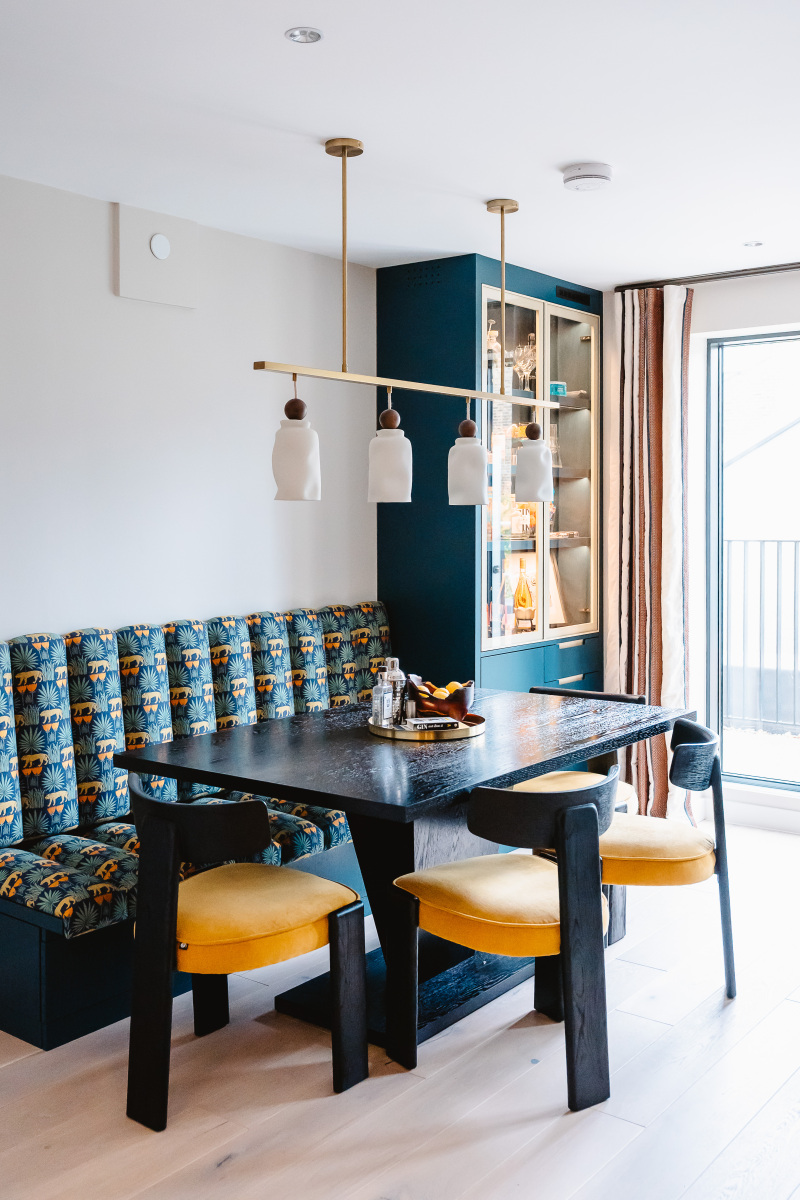 Bespoke banquette and bar interior design in Wandsworth Town by Speaking of Interiors