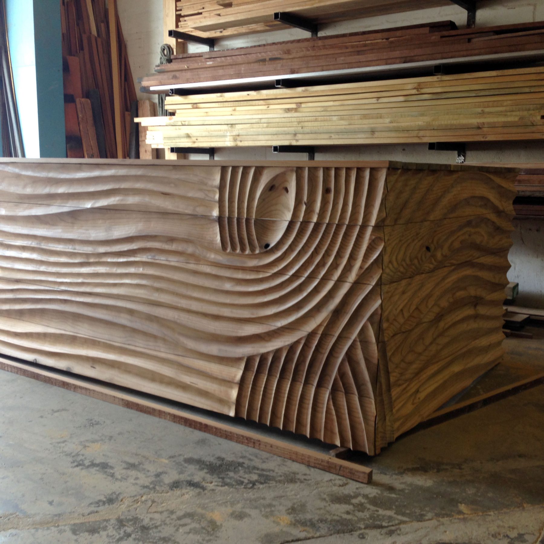 Bespoke carved wine bar