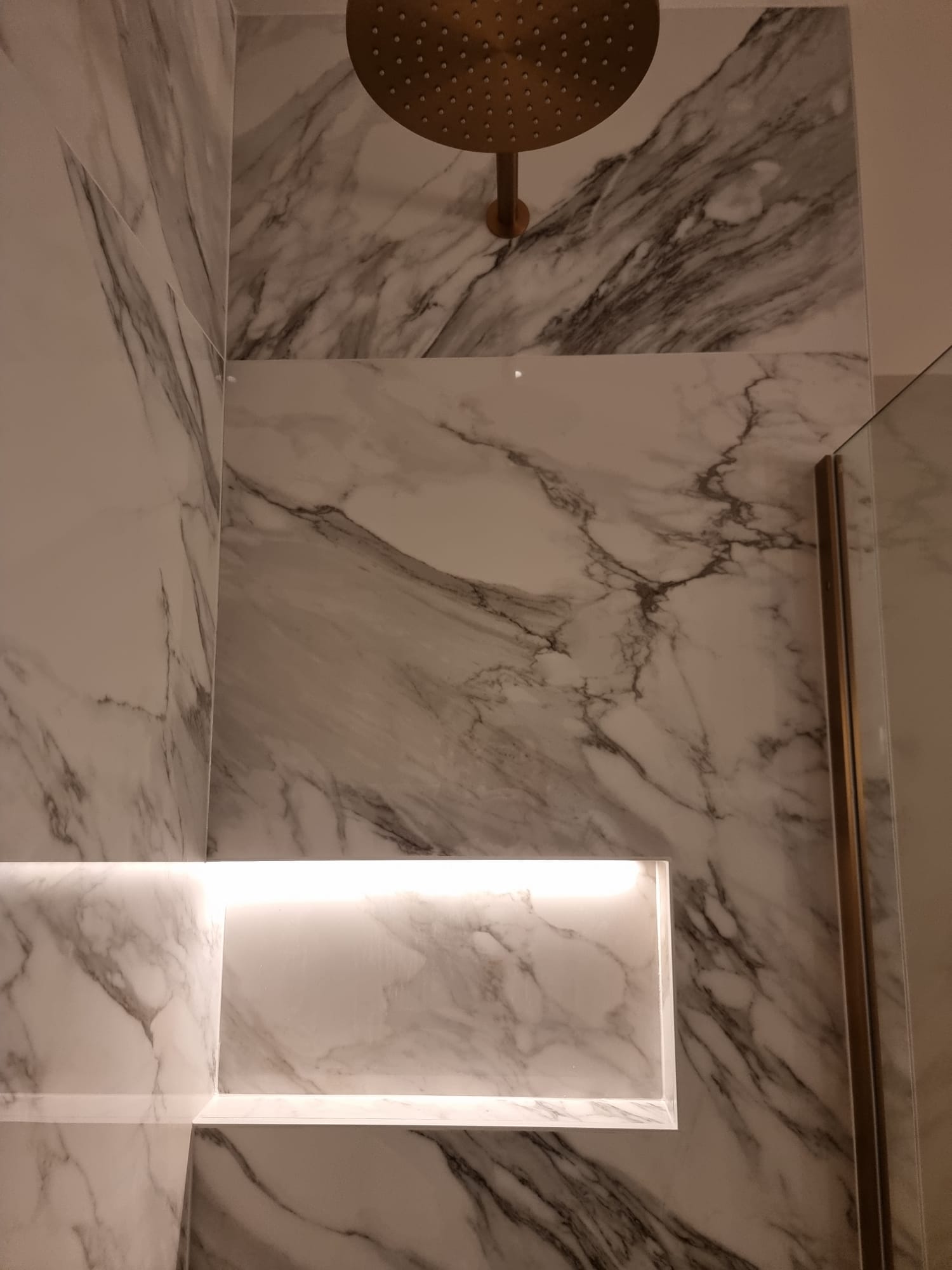 LED strip inside a shower niche