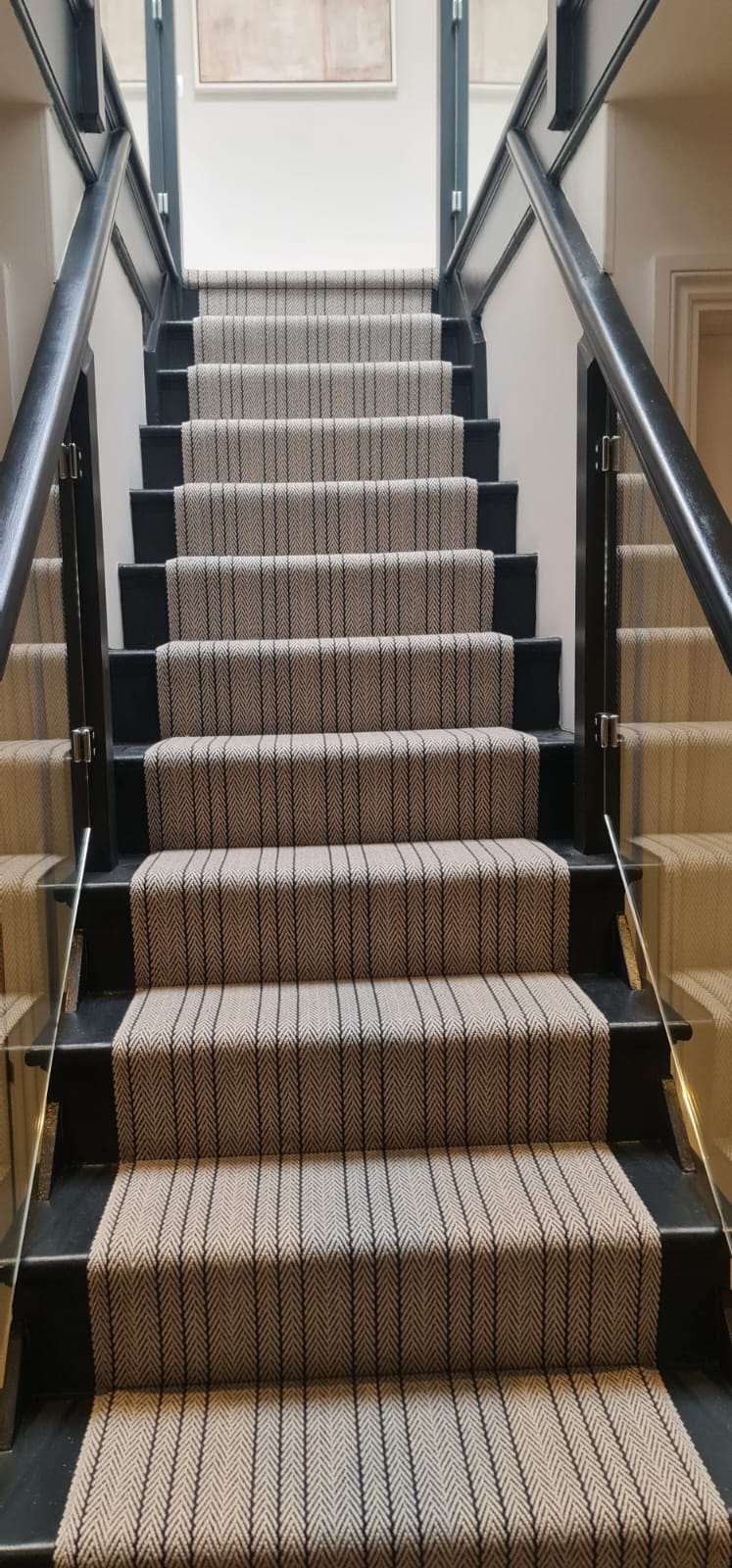 Flat woven stair carpet with statement paintwork