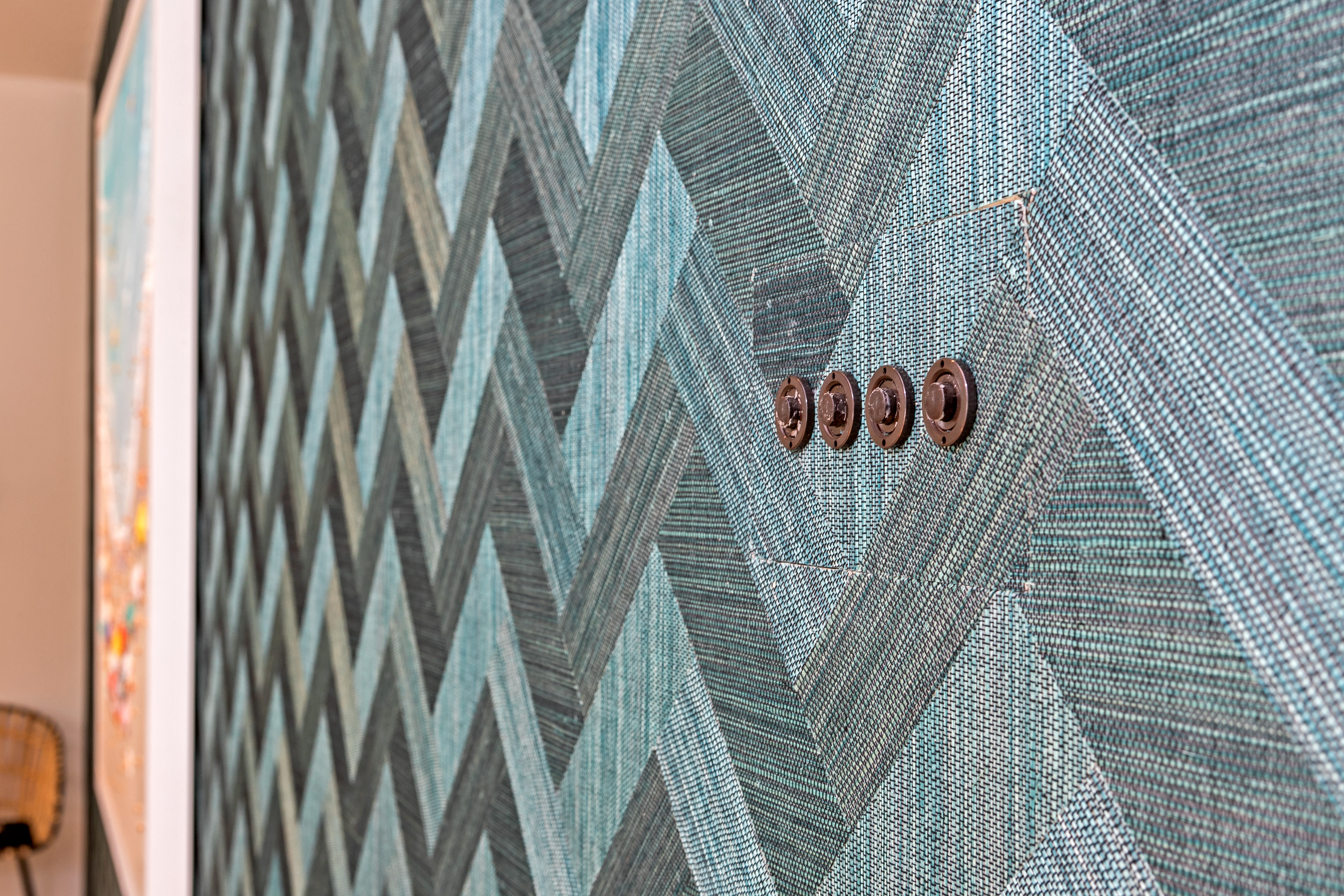 Totally modern flush switch plates with classic aged bronze buttons