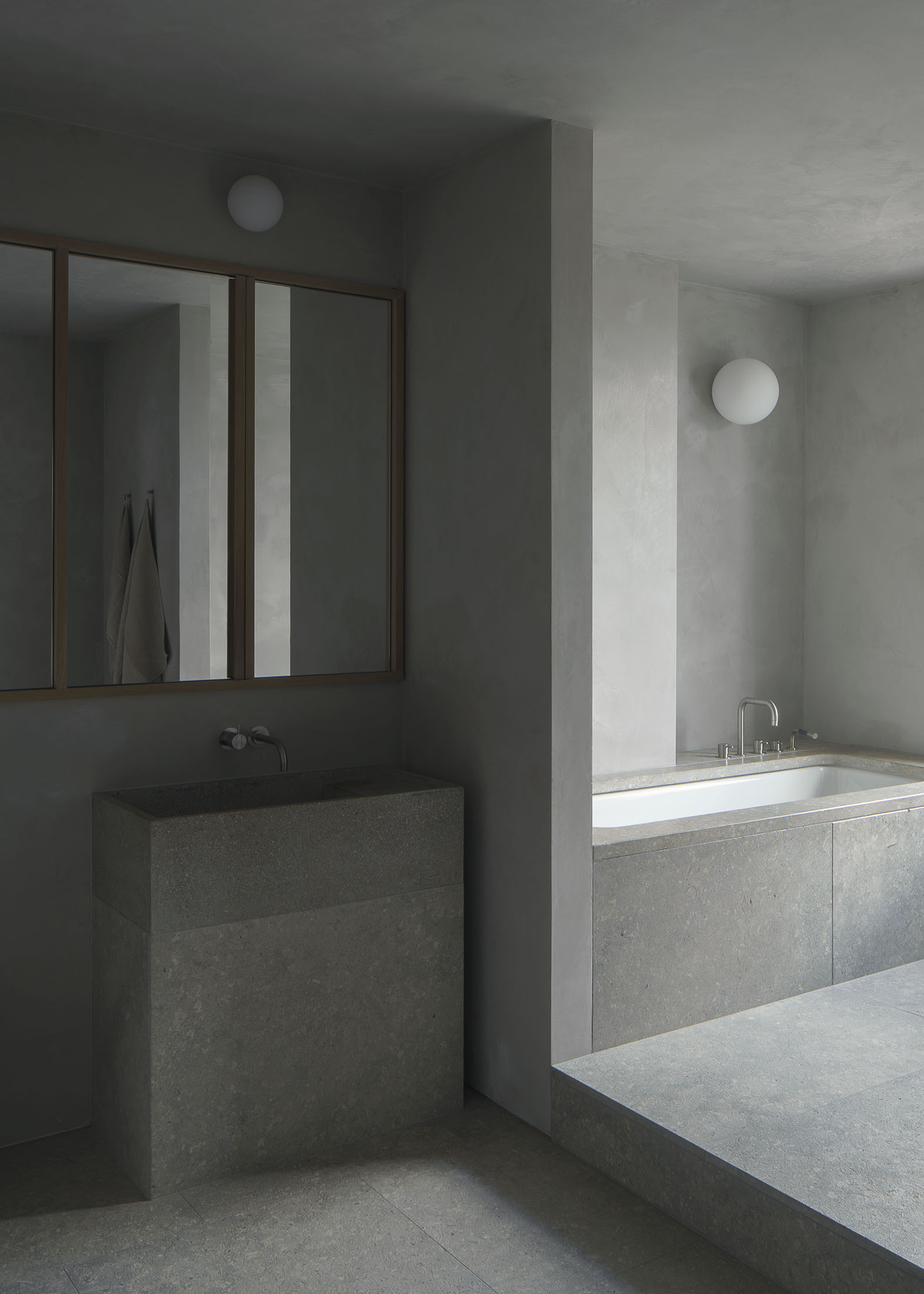 grey minimal bathroom design ideas in London