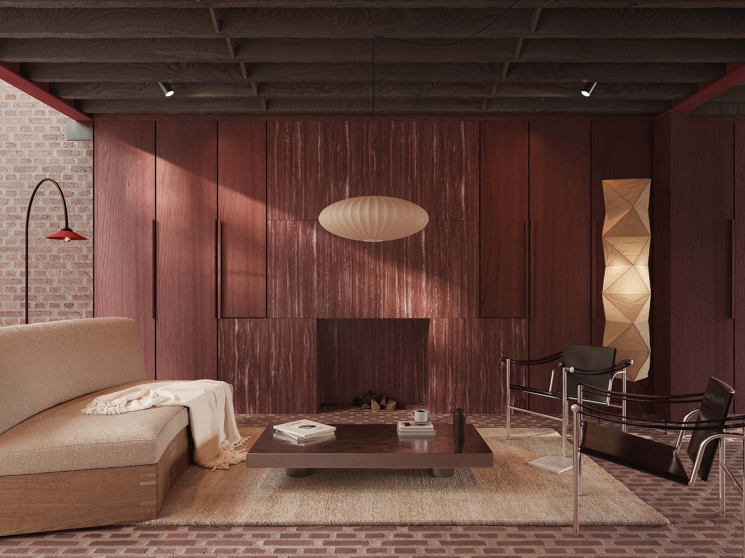 colourful red and cream interior design for a victorian house in Belsize Park, north London