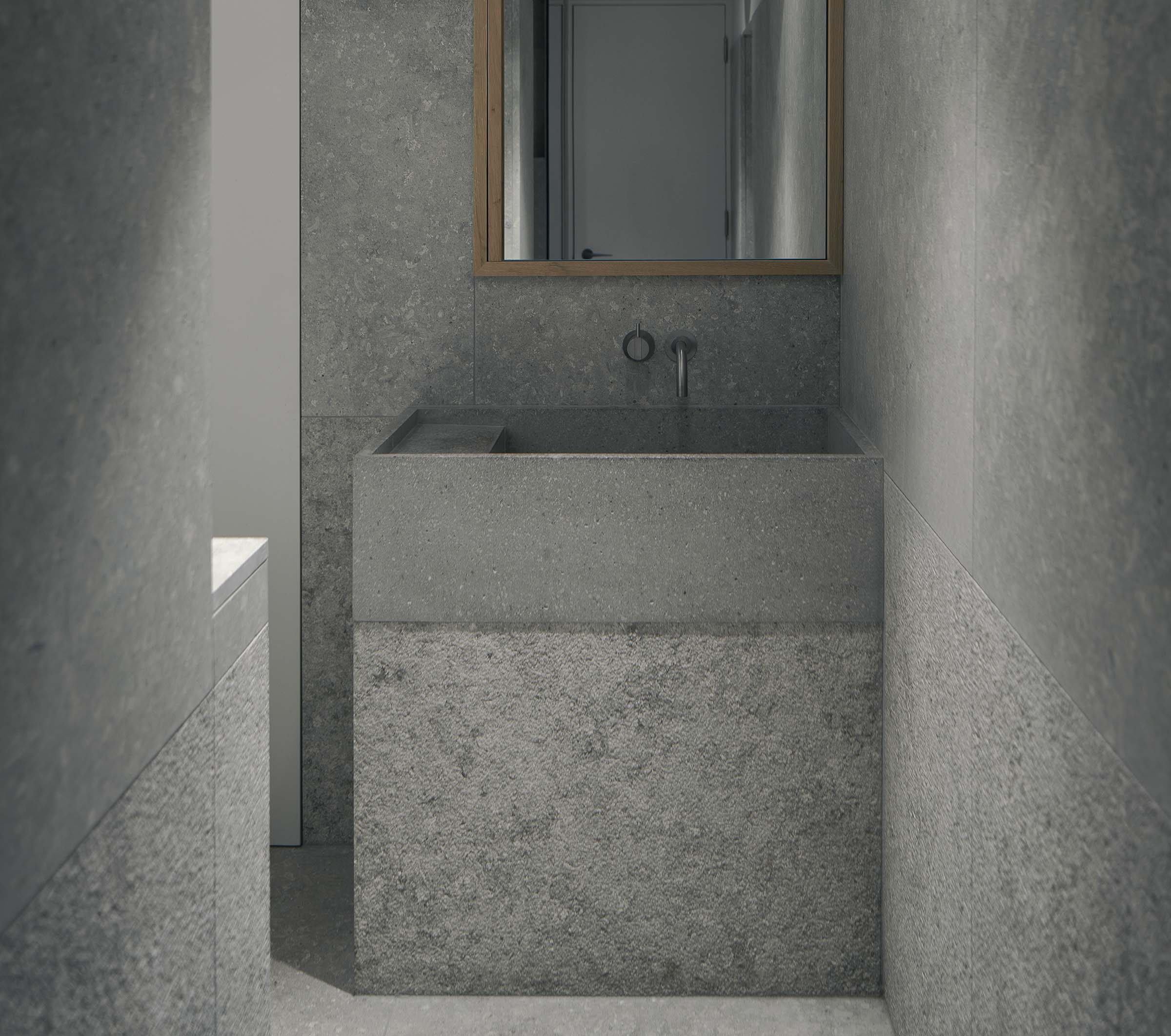 Modern WC design in stone in a London house