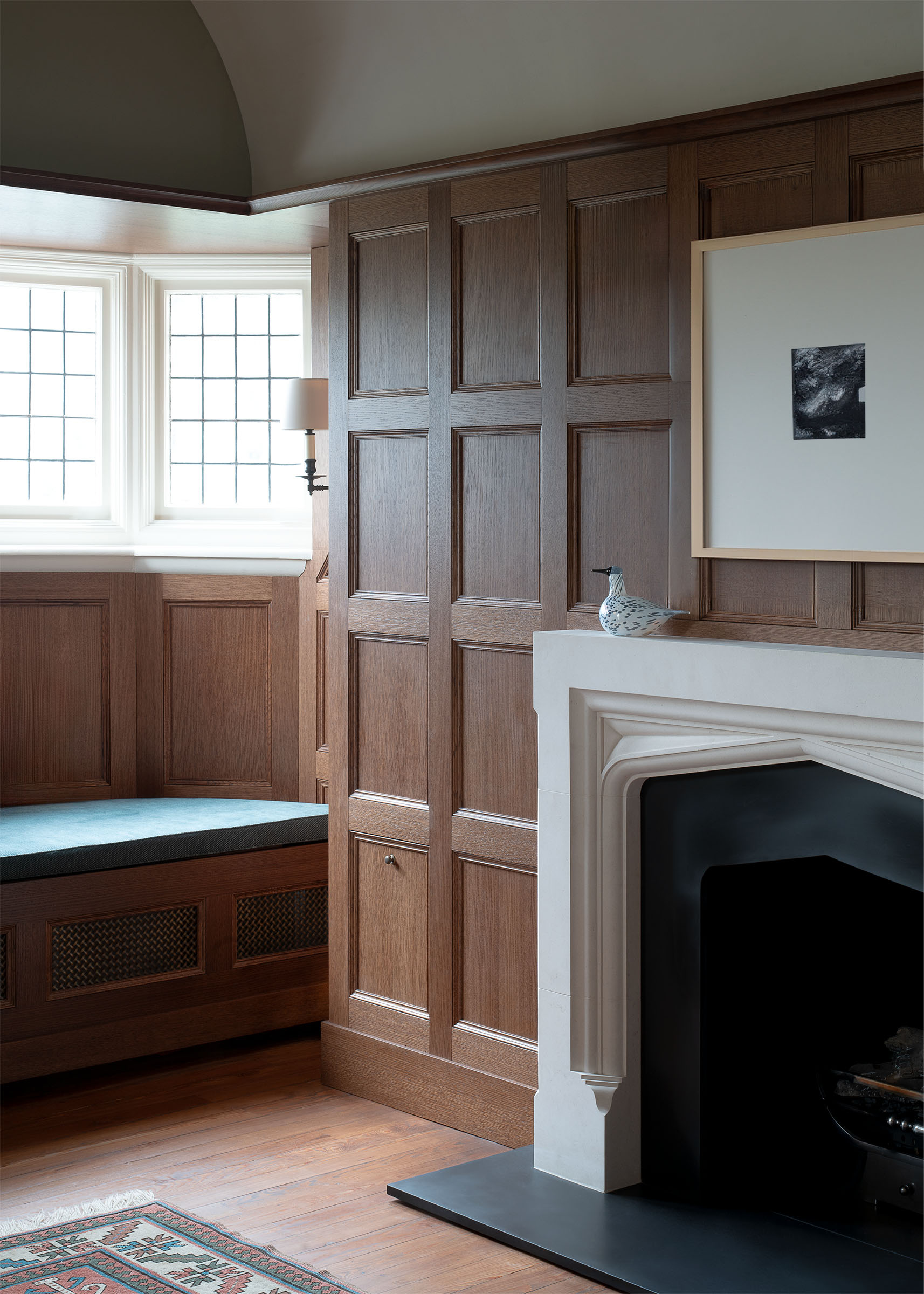 Traditional wood panelling in GII listed house in London