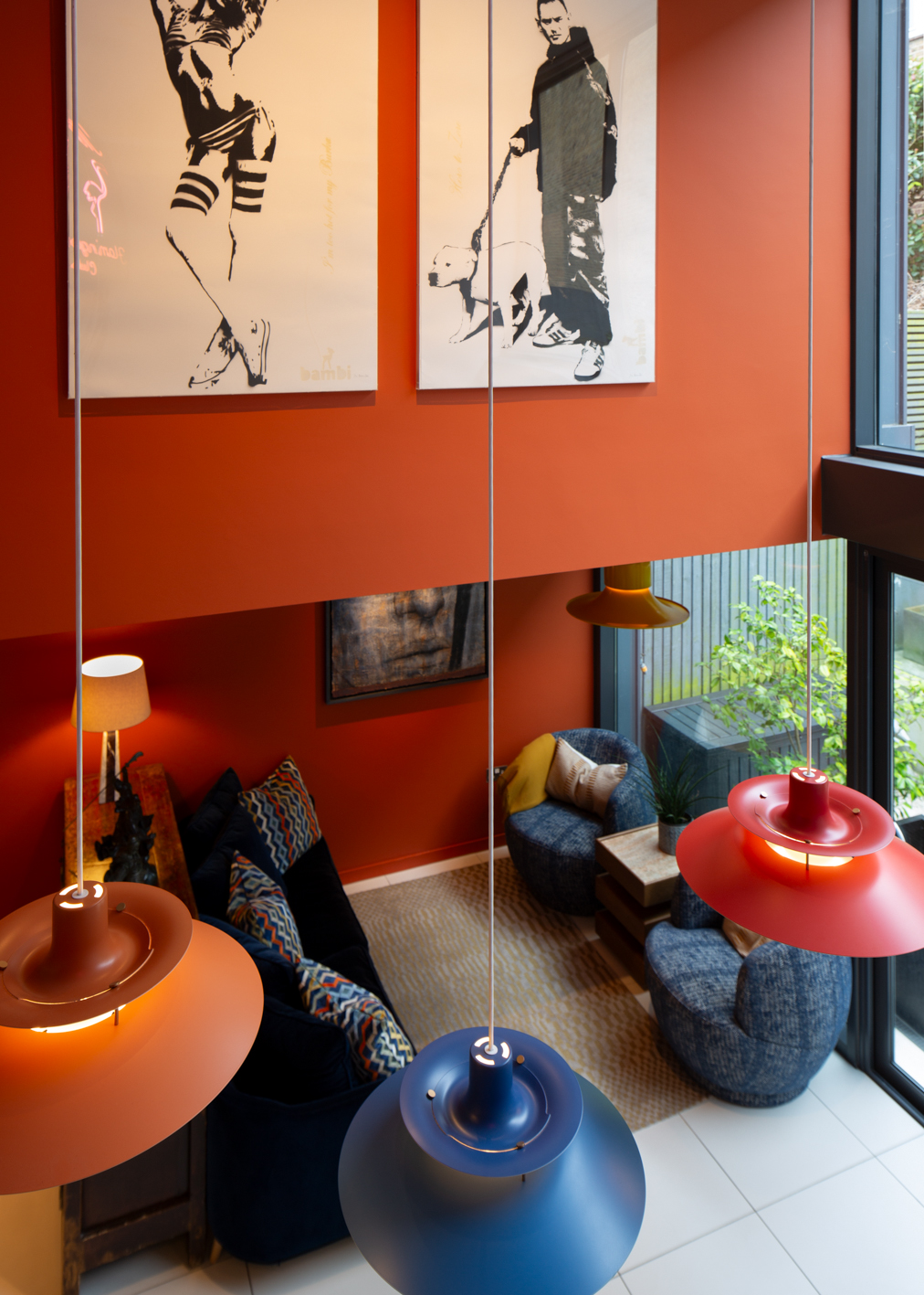 Looking across form stirway down to family space