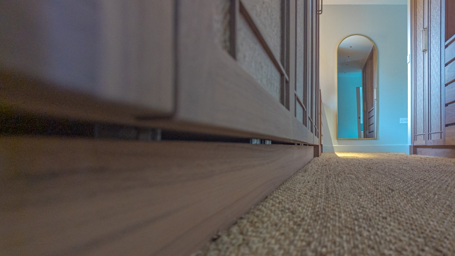 Invisible air conditioning air paths integrated within bespoke dressing room joinery